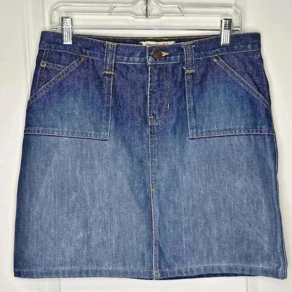 Abercrombie & Fitch Ombre Dark Wash Denim Blue Wash Hem Split Size 6 - Picture 9 of 9